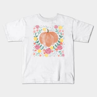 Fall Pumpkin and Flowers Kids T-Shirt